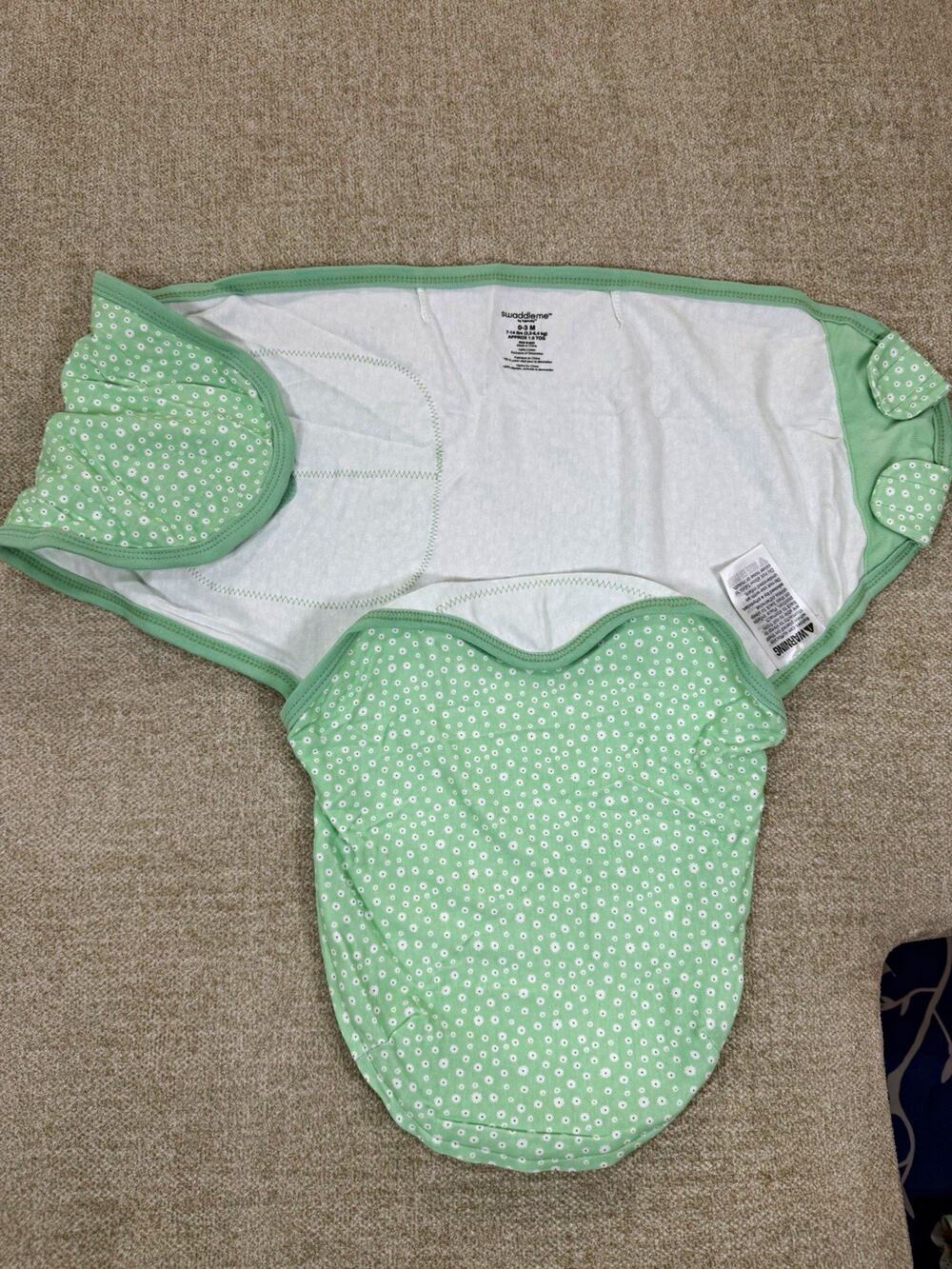 SwaddleMe Ingenuity Swaddle Wrap 0-3M Green/White Floral Cotton Unisex